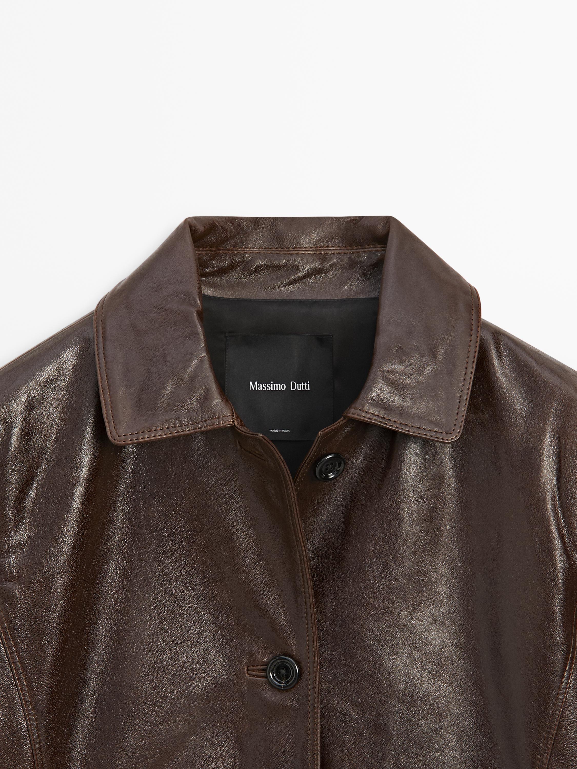 Blouson avec poches en cuir nappa
